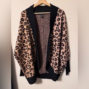 NWT Tahari Leopard pront open style cardigan Size 2X